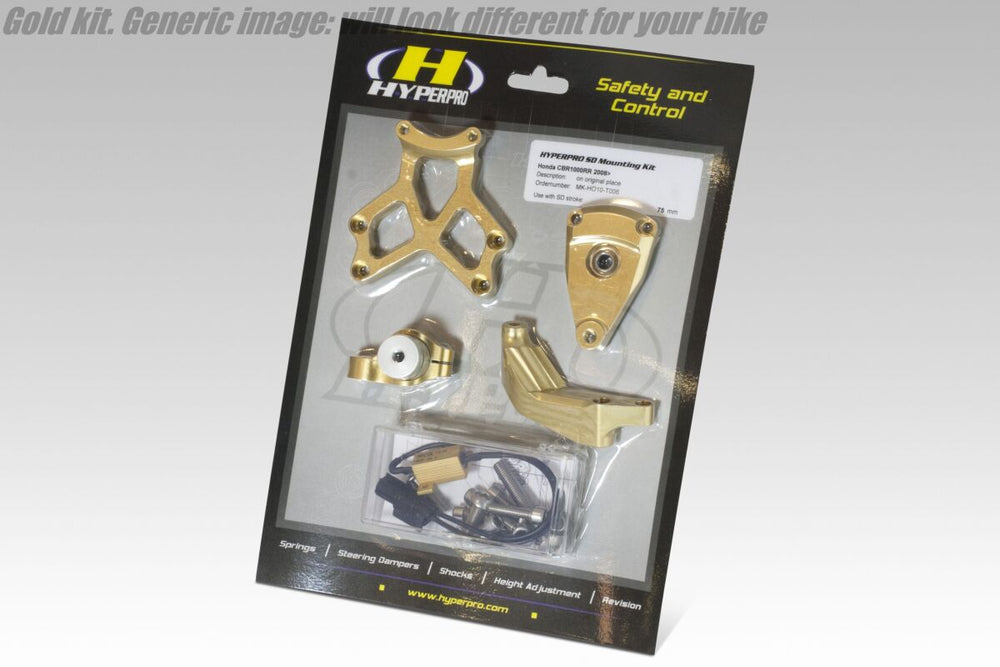 Amortisseur de direction Hyperpro SD Support Kit Doré Yamaha YZF pour Yamaha MT-10 ABS, MT-10 SP ABS, YZF-R1 1000 et 2 autres modèles — réf 06040041