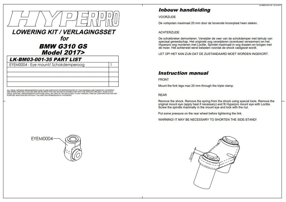 Hyperpro LOW Kit -35MM BMW G 310 GS 17