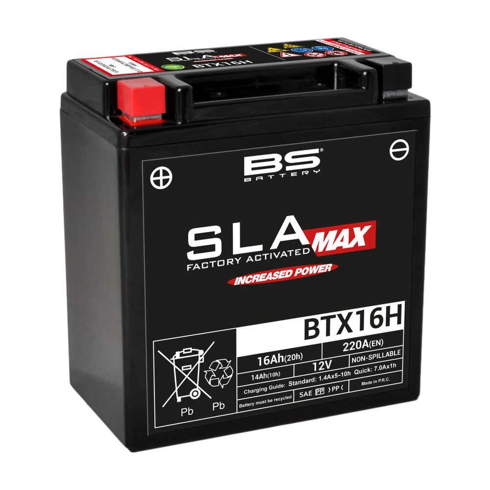 Batterie BS Battery BS BTX16H Sla-max pour Gilera FUOCO 500 I.E., Hytrack JOBBER 400 4X4, Kawasaki KAF 620 2X4 et 20 autres modèles — réf 21130777