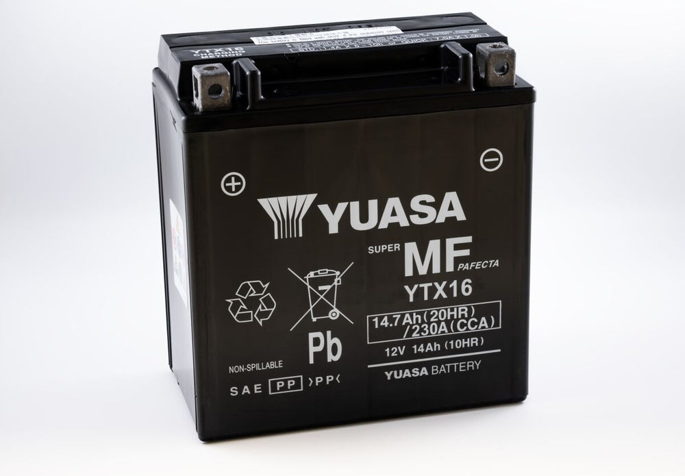 Batterie Yuasa Fa YTX16 pour Gilera FUOCO 500 I.E., Kawasaki VN 1500, Kawasaki VN 1500 FI et 22 autres modèles — réf 21130885