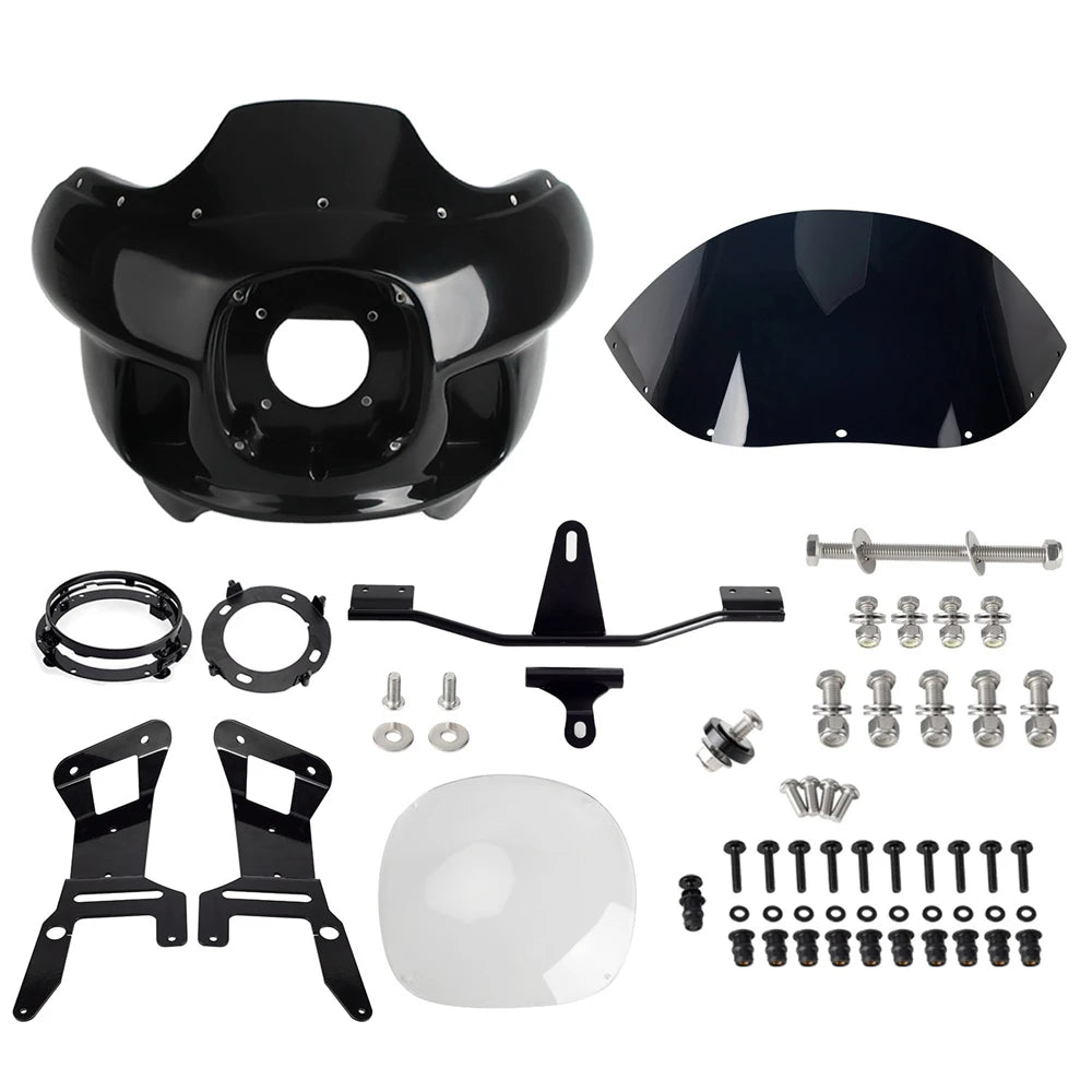 Clubstyle batwing carénage phare carénage supérieur inférieur dosseret protection pour Harley Dyna Low Rider Street Bob Wide Glide FXD FXDB fxdi