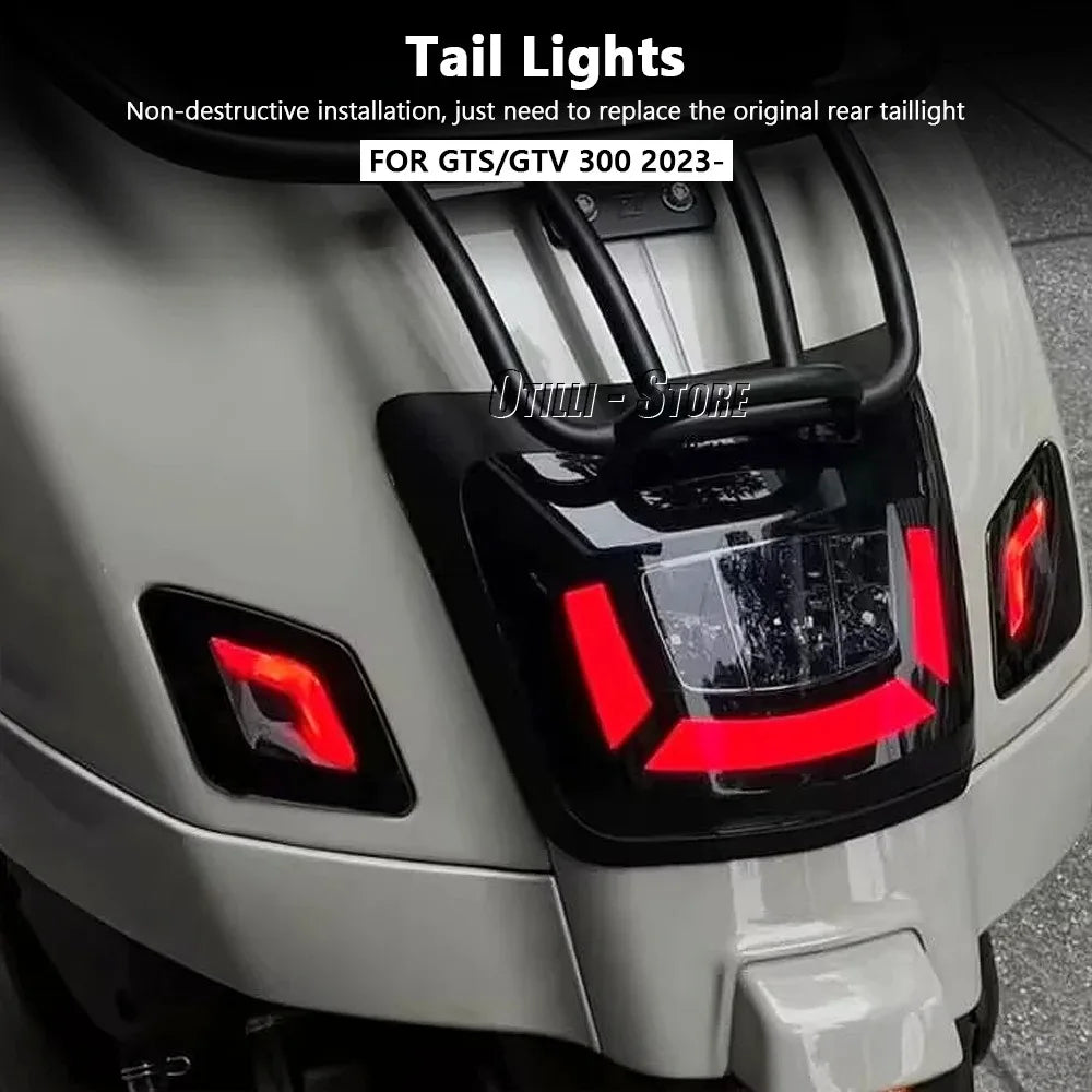Moto LED arrière feu stop rouge smoke lens arrière license feu daytime running clignotant pour Vespa GTS 300 GTV 300 GTS300 GTV300