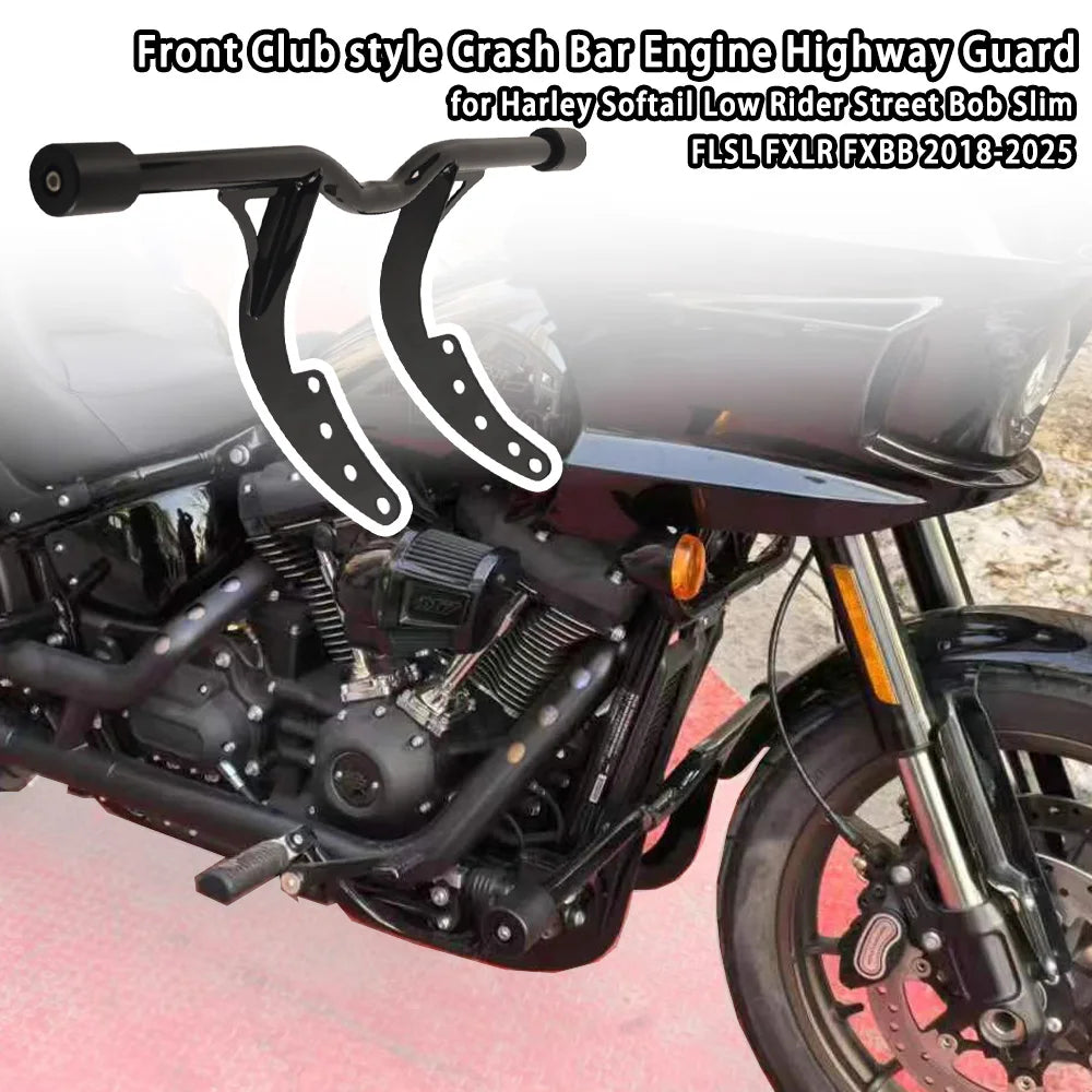 Pour Harley Davidson Softail 2018-2024 moteur solid acier noir Club style pare-carter avant et arrière protection pompe