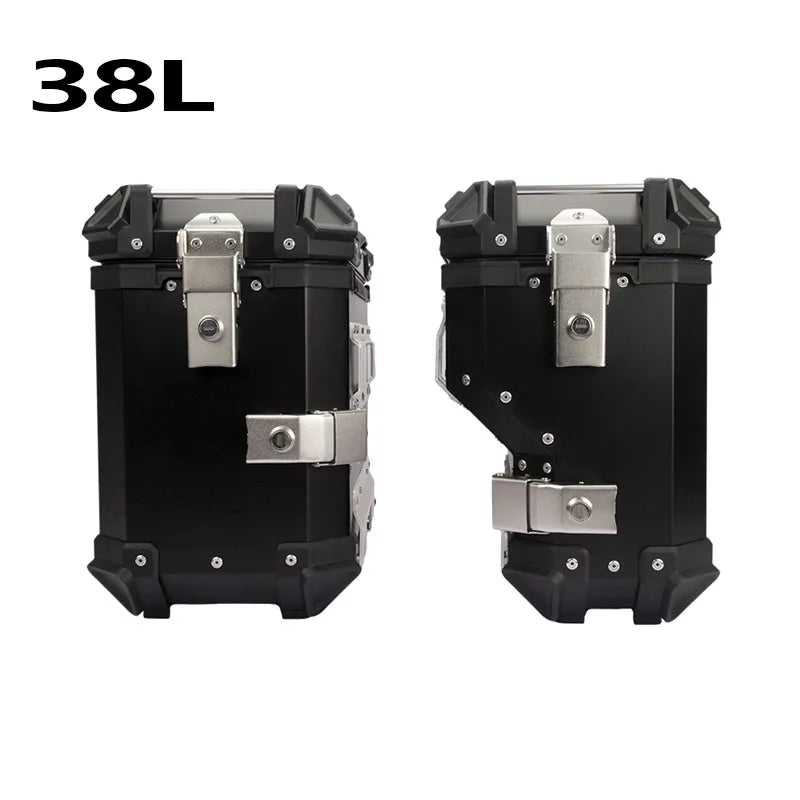 38L aluminium alliage universel moto arrière supérieur boîte latéral bagagerie boîtier para motos rangement coffre serrure travel boîte haut qualité