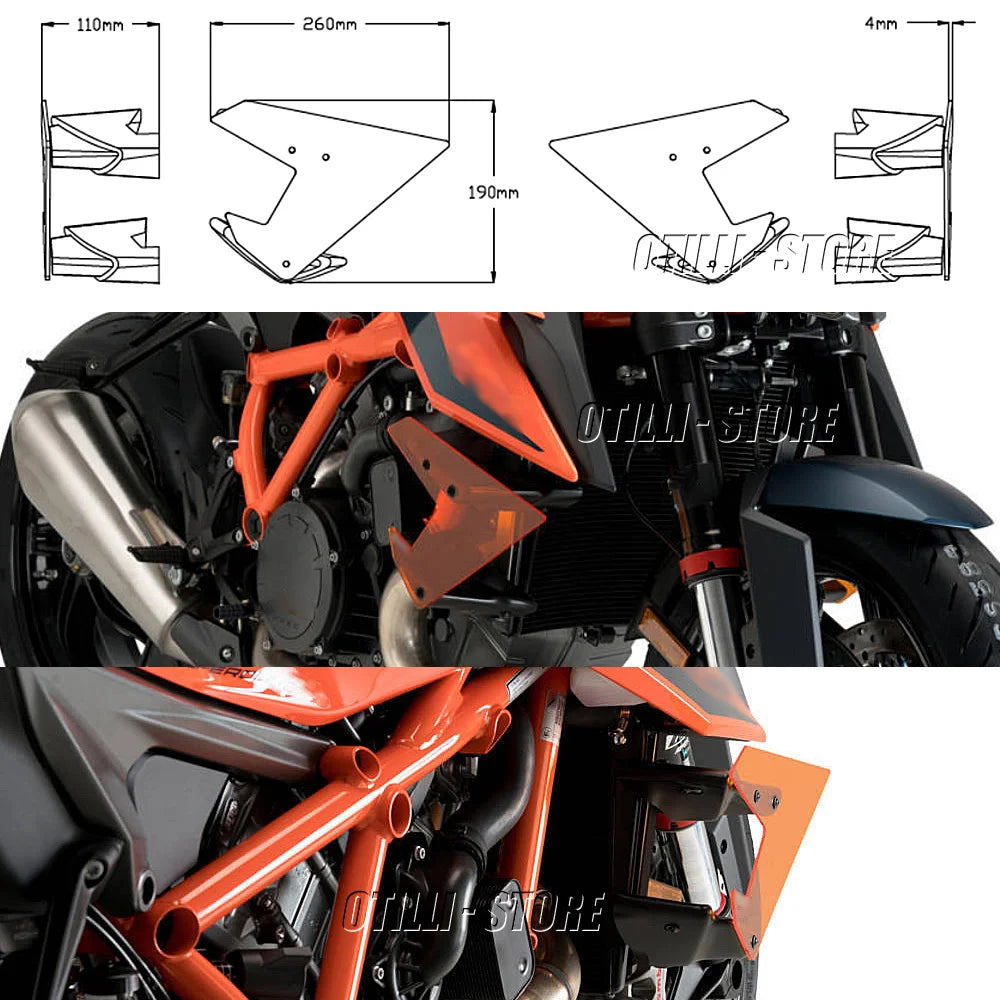 Pour 1290 superduke Super Duke R moto downforced naked latéral aileron fixe winglet carénage aile aérodynamique air déflecteur