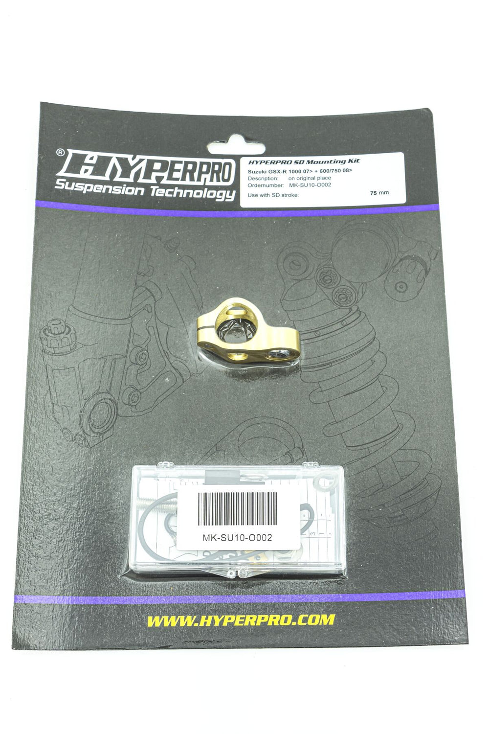 Amortisseur de direction Hyperpro SD Support Kit Doré Suzuki GSX pour Suzuki GSX-R 1000, GSX-R 1000 ABS, GSX-R 1000 R ABS et 4 autres modèles