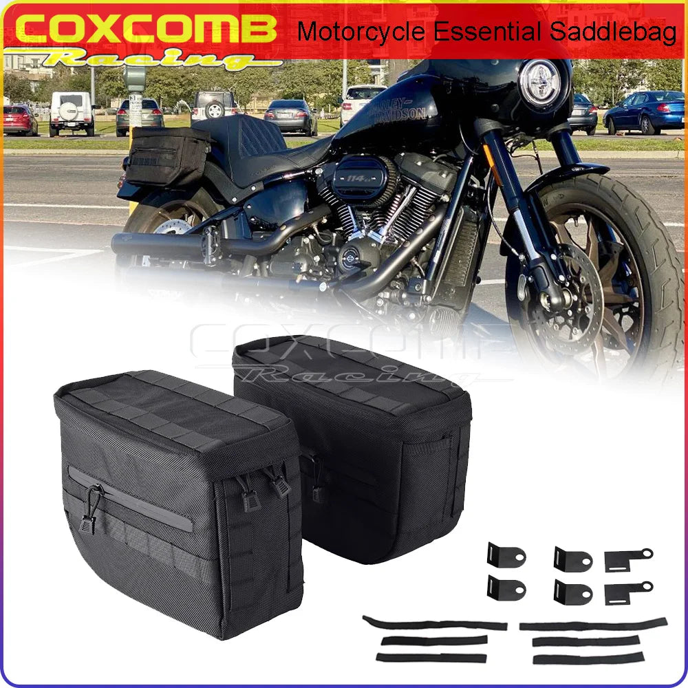 Moto sacoche bagagerie arrière latéral noir bagagerie sacoche pour Harley Softail Sportster Dyna FXR custom Touring Club style