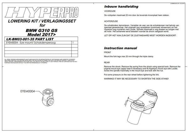 Hyperpro LOW Kit -35MM BMW G 310 GS 17