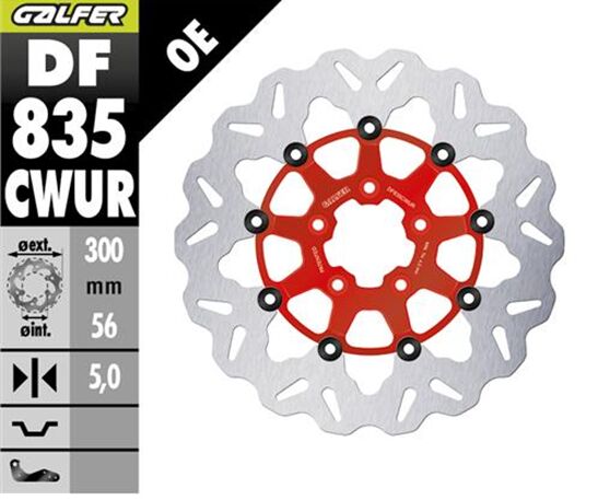 Disque de frein route Galfer Float Wave Rouge — réf 17104972