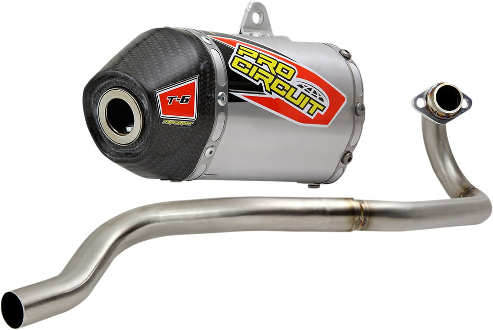 Ligne d'échappement tout-terrain Pro Circuit T6 SS CF Bouchon Sa pour Kawasaki KLX 110 — réf 18201951