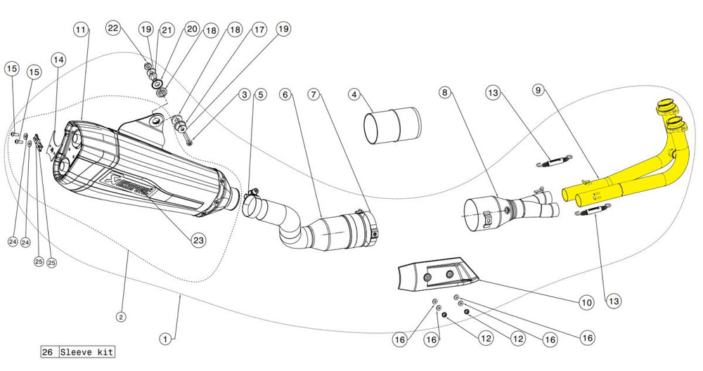 Pièces de rechange d'échappement Akrapovic Collecteur Kit SS pour Yamaha XP 530 T-Max ABS — réf 18601693