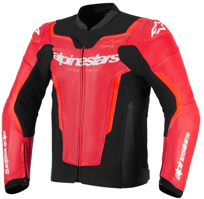 Blouson cuir homme Alpinestars Jacket GP Force V2 Air Red/flu — réf 28104331