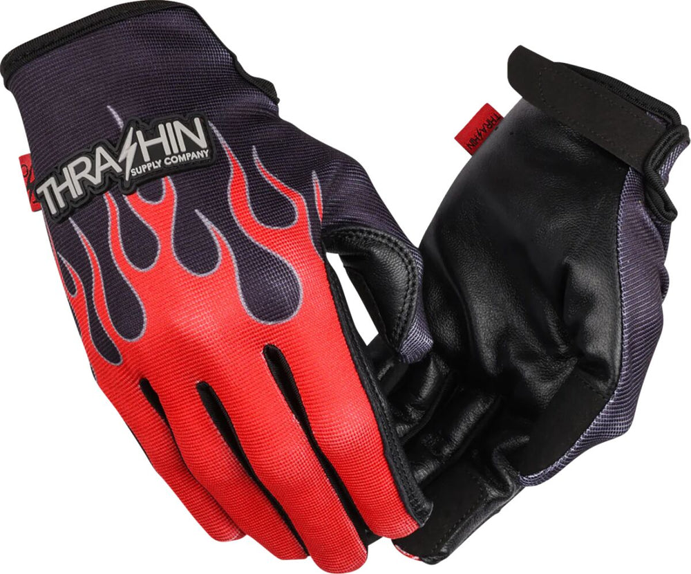 Thrashin Supply Glove Flame Stealth Cuir Pa