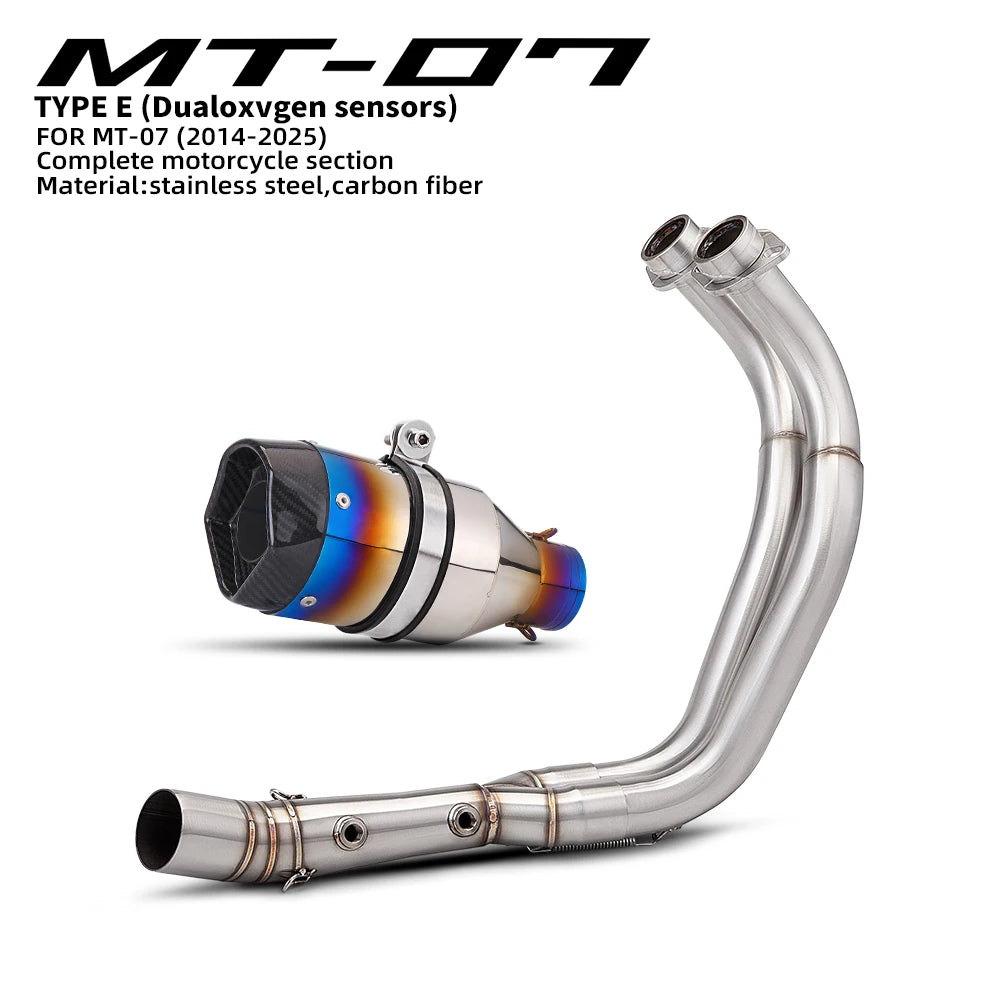 51MM complet échappement système dual O2 capteur avant collecteur tube pour MT07 MT-07 FZ07 complet échappement système 2014-2025