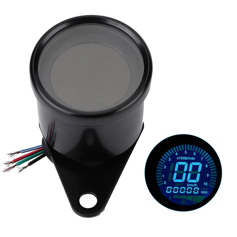 Universel moto LED numérique compteur compte-tours Speed compteur huile niveau compteur noir