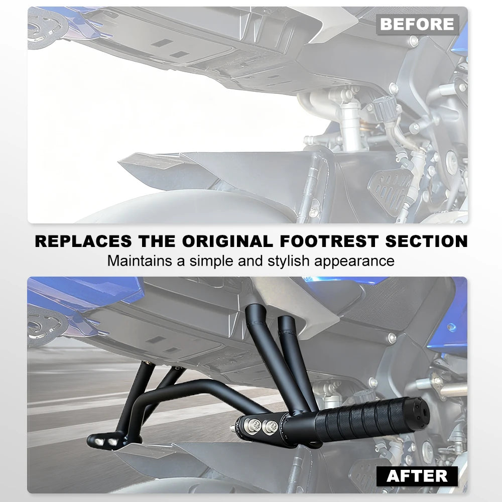 Pour Yamaha YZF-R6 YZFR6 R6 2006-2024 moto arrière repose-pied sous-cage repose-pieds passager support stunt step plaque protection