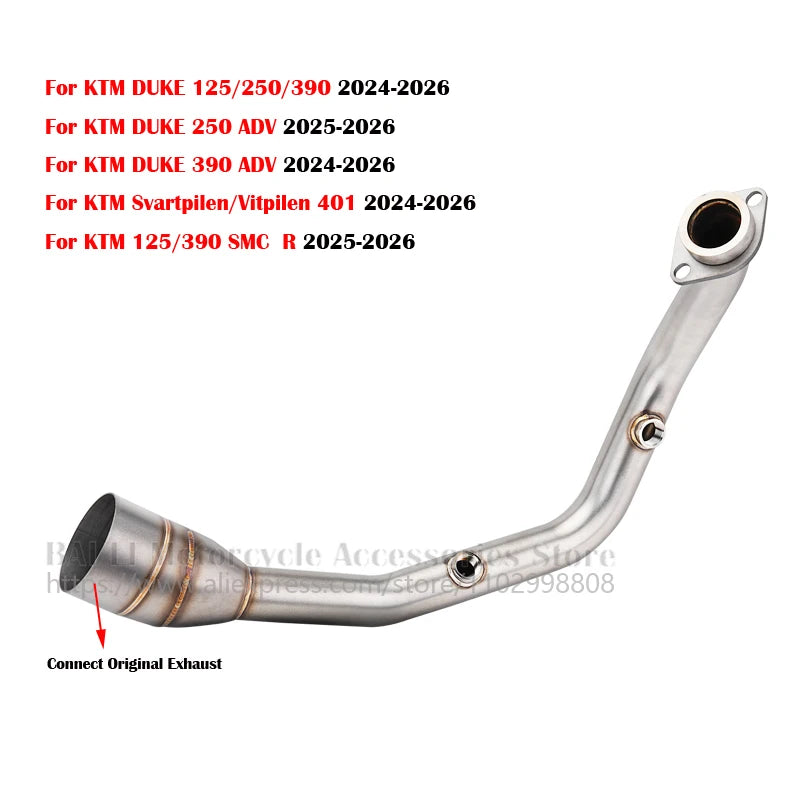 Moto échappement avant raccord d'échappement silencieux pour KTM DUKE 125 250 390 Adventure Husqvarna Svartpilen 401 2024 - 2026