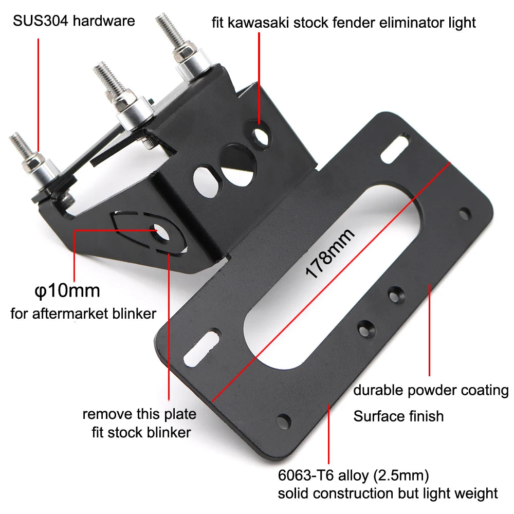 Pour Kawasaki Z900 2017-2022 2023 2024 ZH2 2020-2026 arrière support de plaque numéro support de plaque moto support de plaque kit